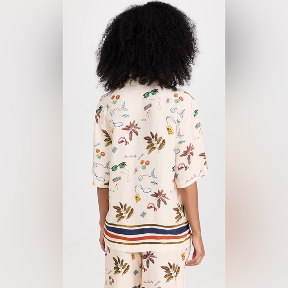 $250 Scotch & Soda Printed camp shirt tropical striped button up blouse silk‎ - Picture 5 of 11